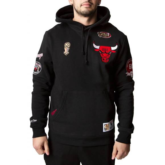 NEW MITCHELL NESS men's nba chicago bulls champ city hoodie in black